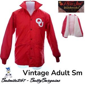 Vtg OU University Oklahoma Sooners S USA Made Sherpa Lined Coachs Coat FREE SHIP